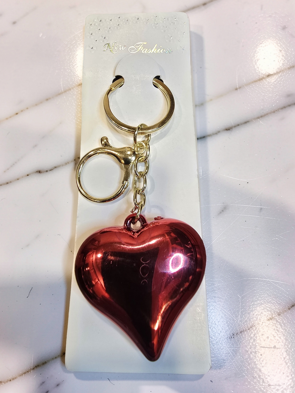 Red Puffy Heart Keychain Purse Charm